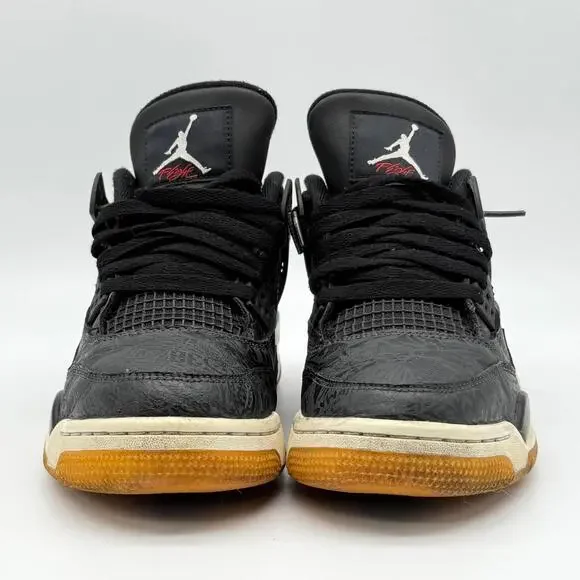 Nike Air Jordan 4 Retro GS 'Laser Black Gum' Youth Size 7 - Picture 2 of 13